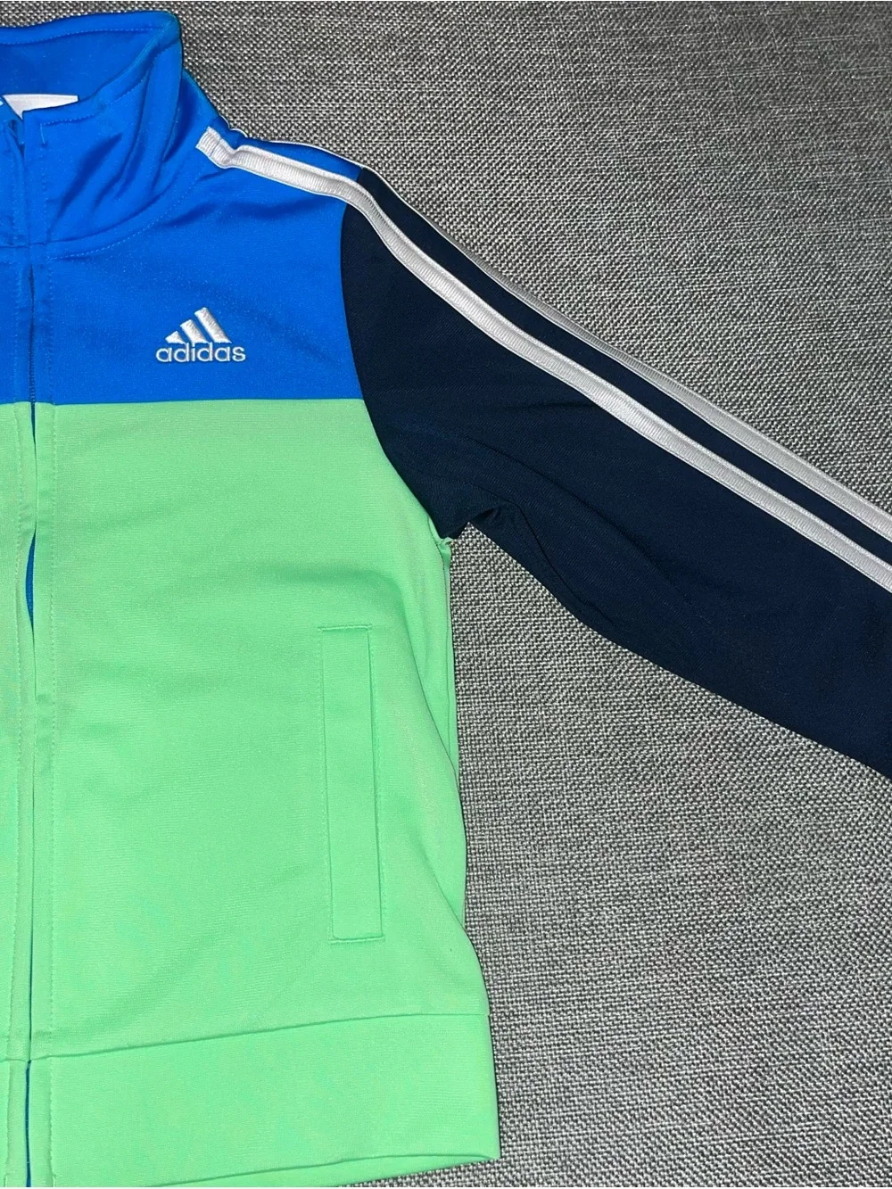 adidas Neon Green, Royal Blue & Navy Colorblock Track Jacket